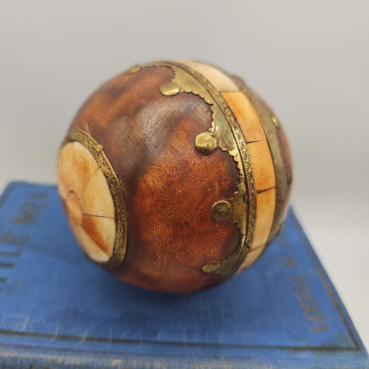 Vintage Decorative Orb with Inlays and Applied  Brass