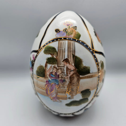 Hand Painted Greek-themed Large Ceramic Egg