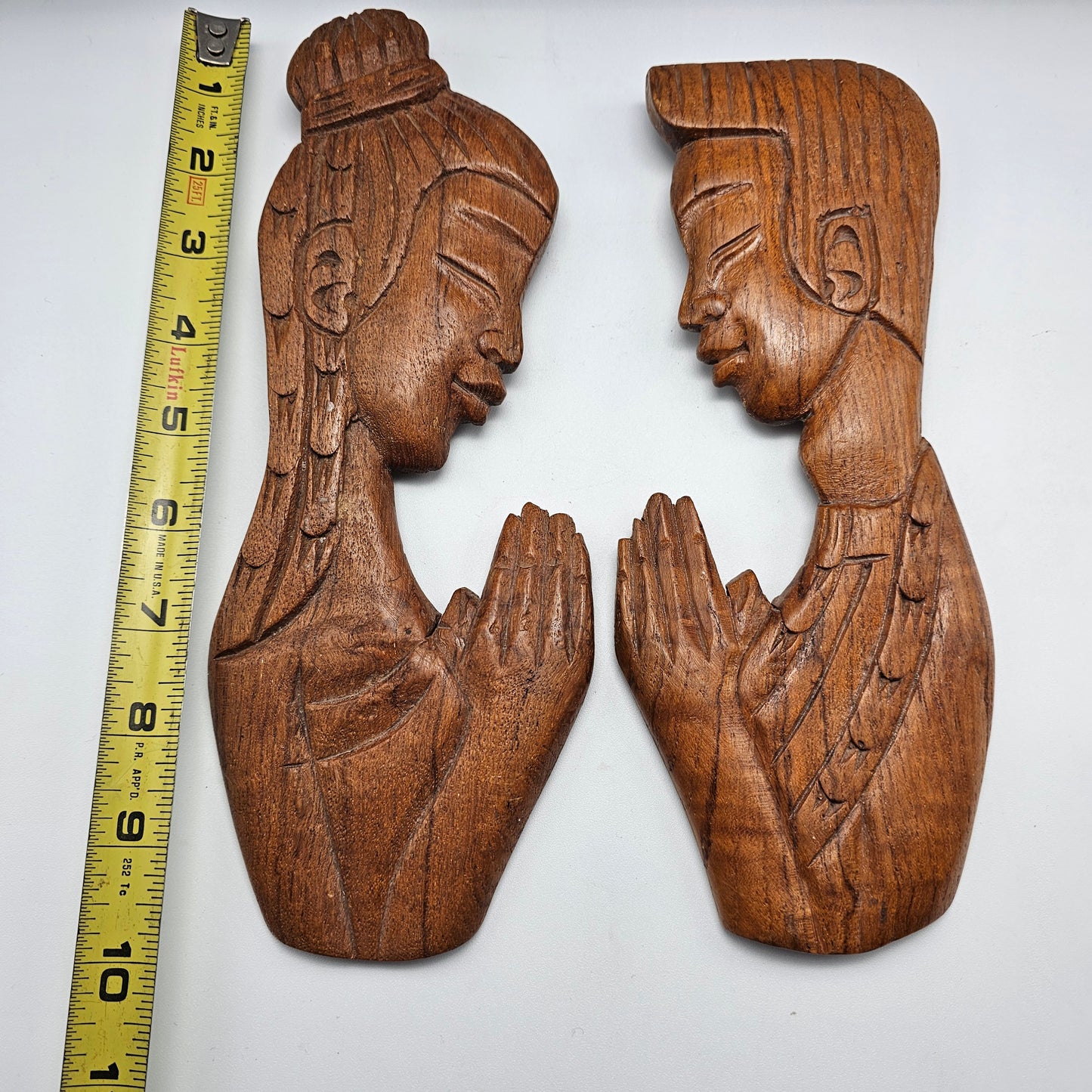 Vintage Asian Man and Woman Wooden Wall Decor