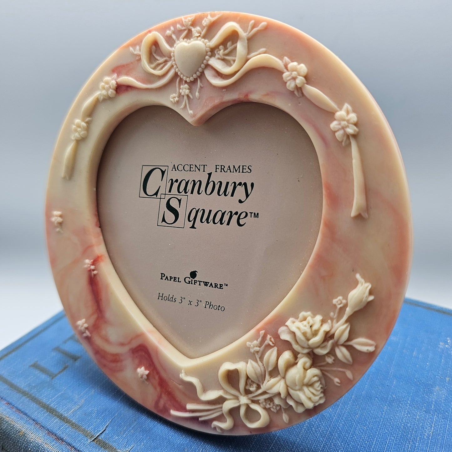 Pink Resin "Slag Glass Style" Heart Shaped Picture Frame