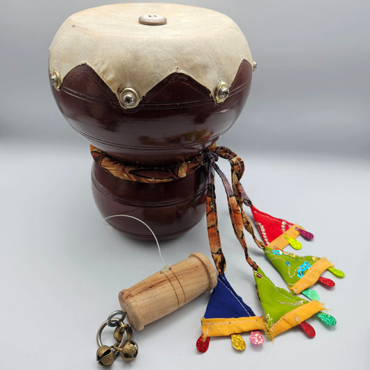 Vintage Ethnic Drum with Bell Shaker