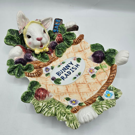 Bunny Radish Majolica Serving or Trinket Dish