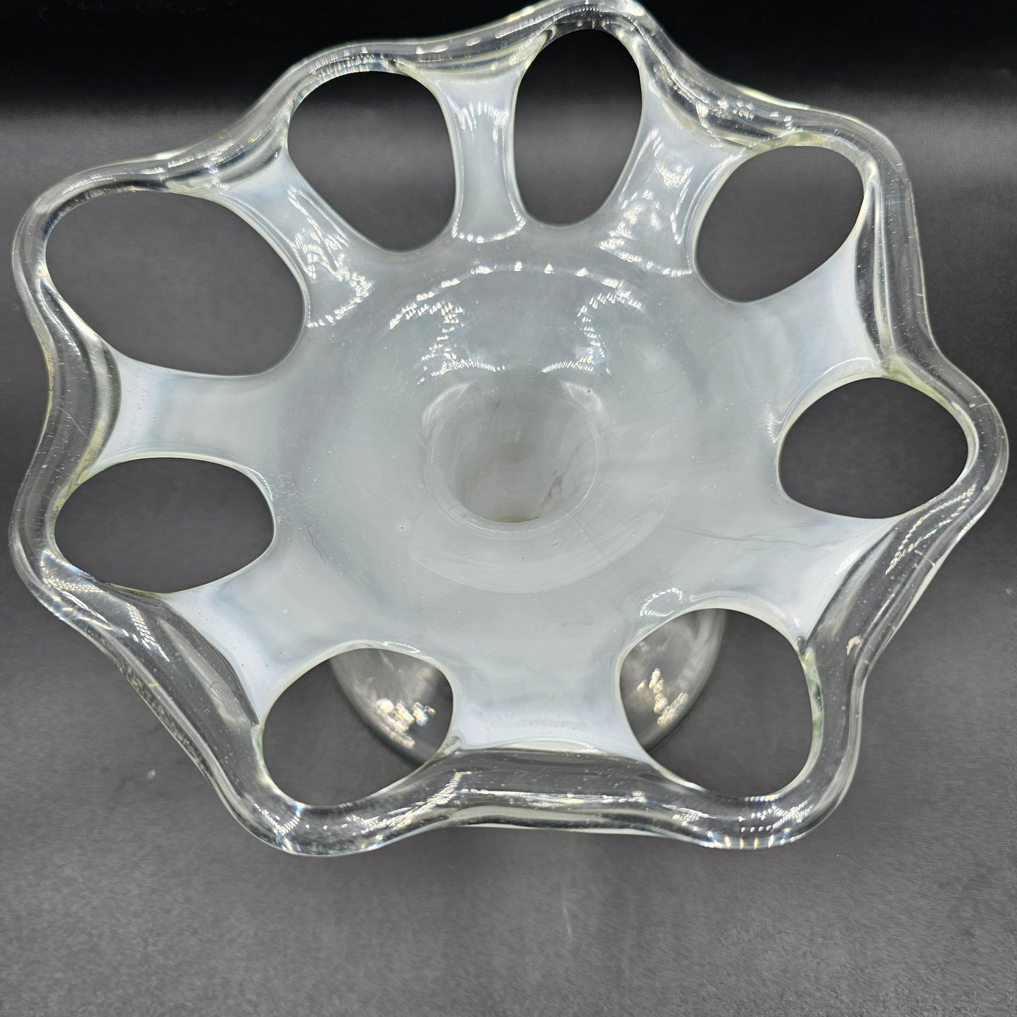 Reticulated Art Glass Taper Candle Holder