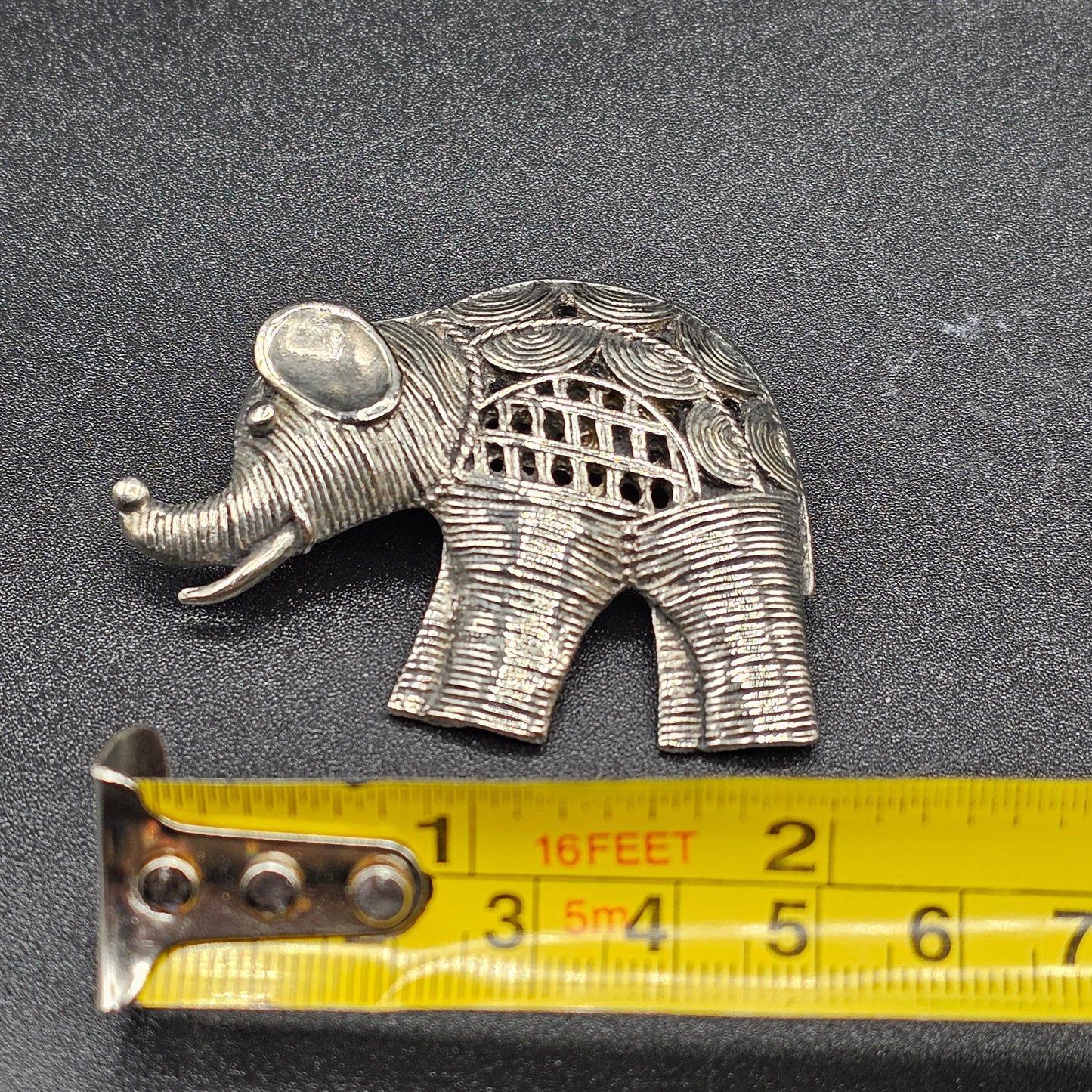 Elephant Silver Tone Metal Pin Brooch