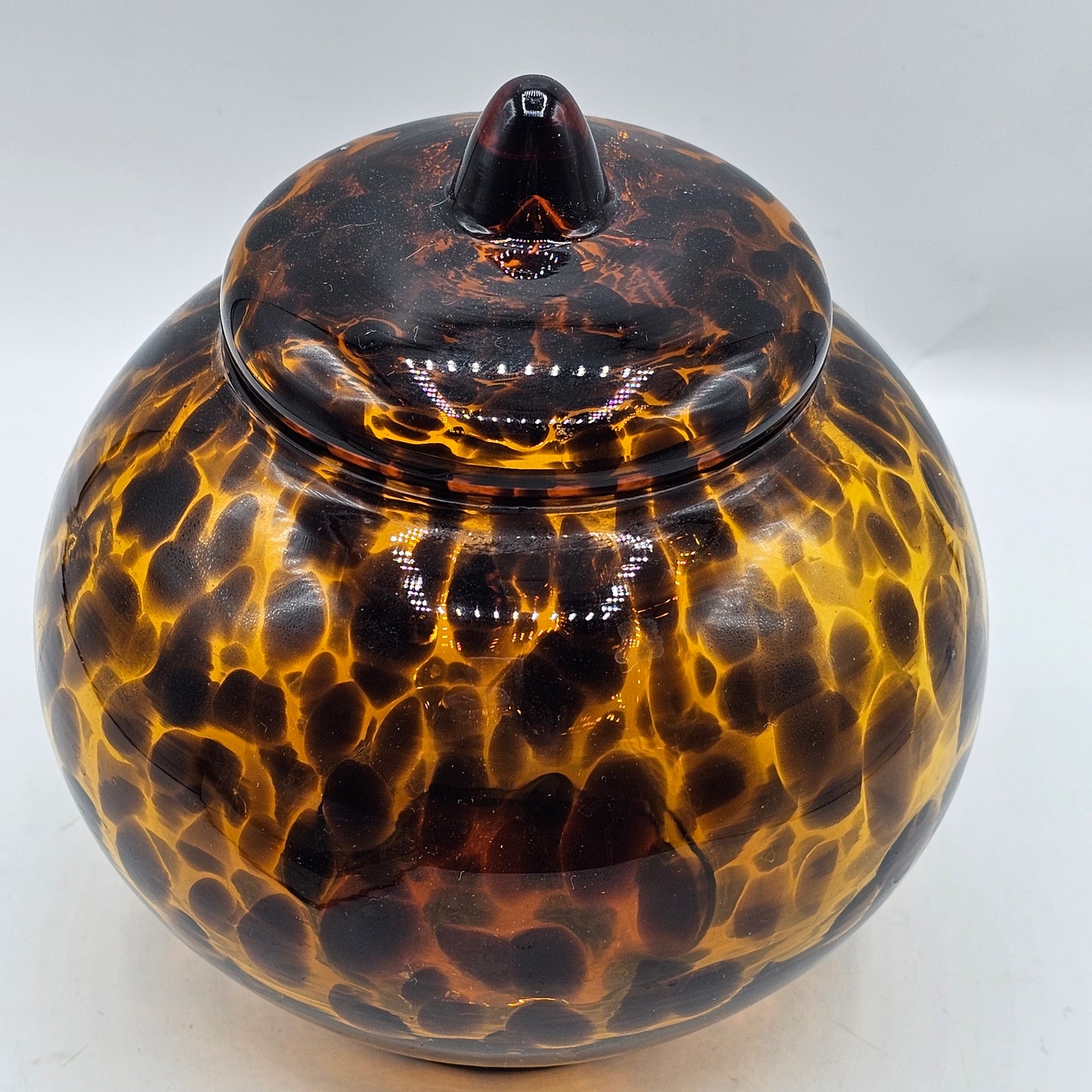 Tortoiseshell Glass Lidded Jar