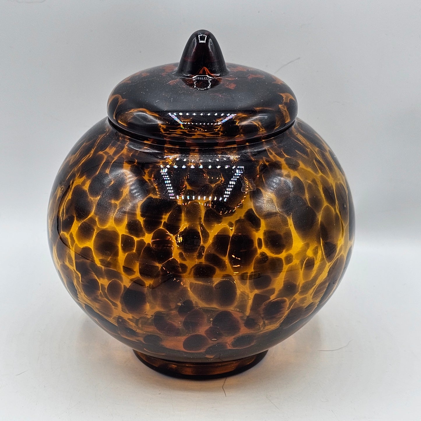 Tortoiseshell Glass Lidded Jar