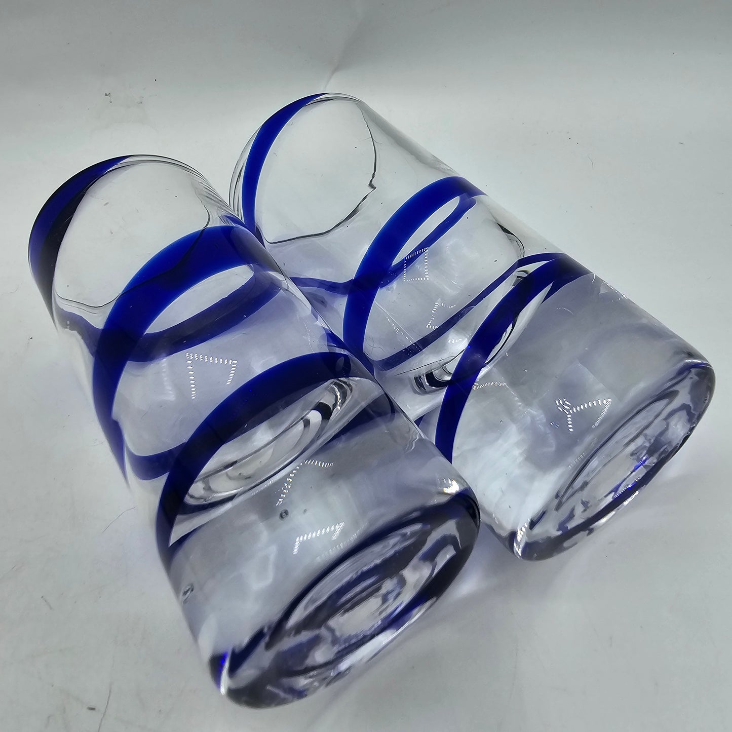 Pair of Cobalt Blue Swirl Glass Shot Glasses - Pier 1 Imports