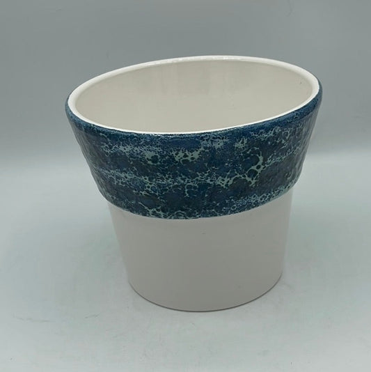 Blue Drip Glaze and White Ceramic Planter