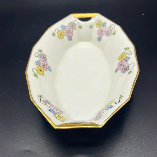 German Oval Trinket Dish with Flowers
