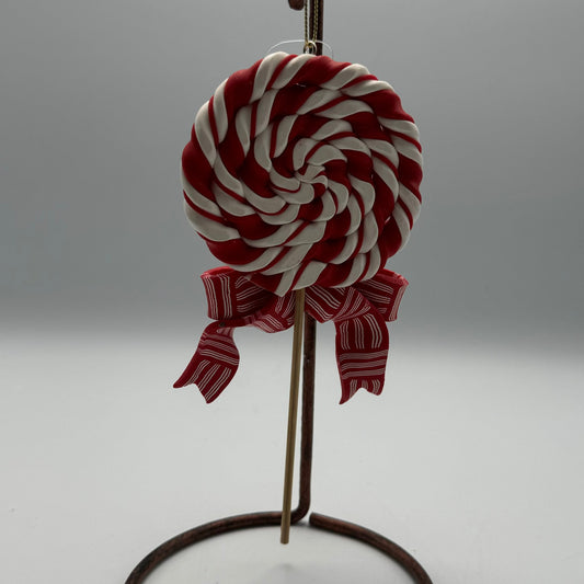 Handmade Ceramic Red and White Lollipop
