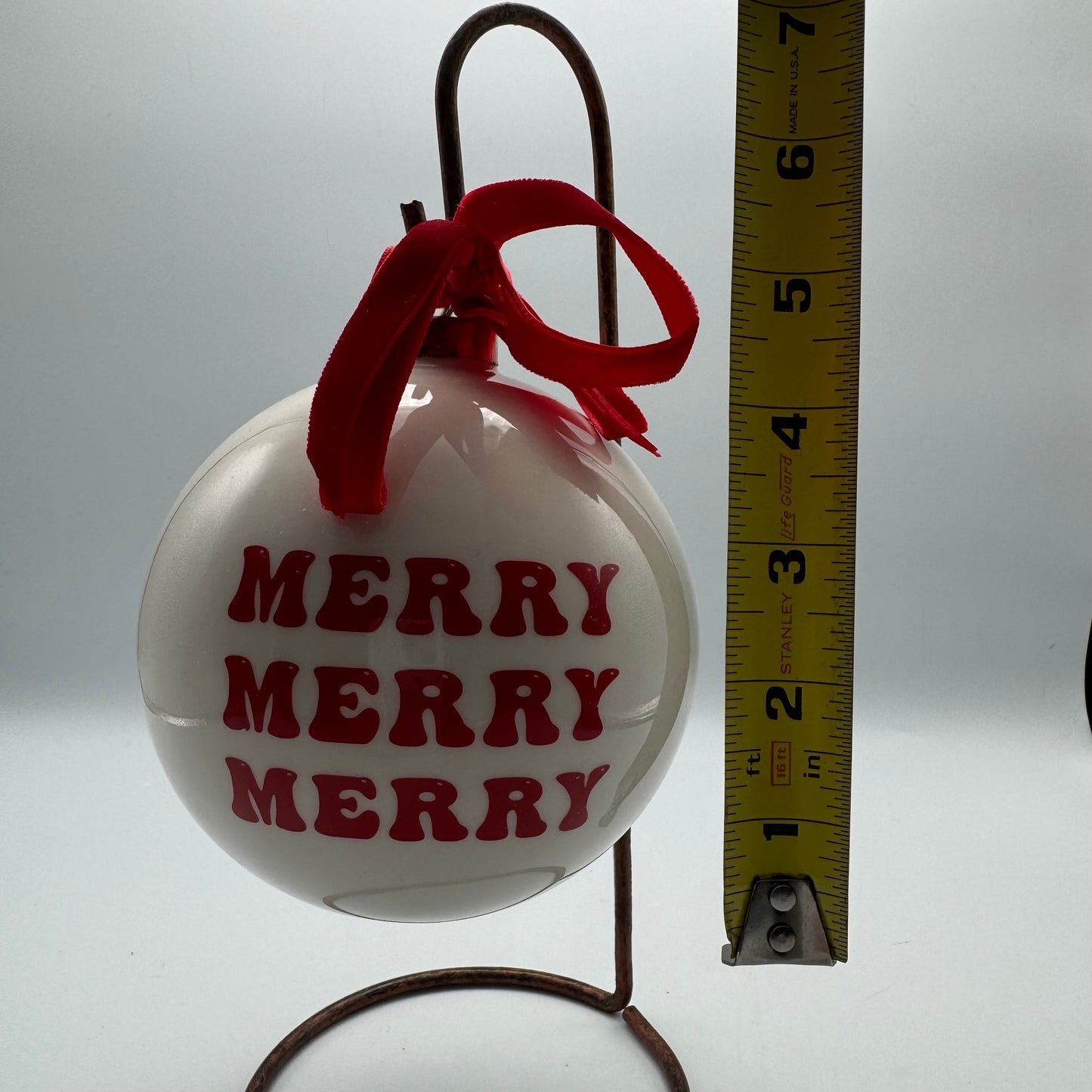 "Merry Merry Merry" Ceramic Christmas Tree Ball Ornament