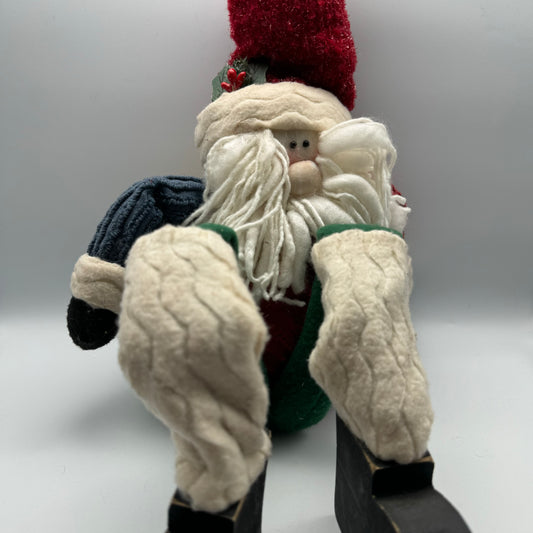 Plush Shelf Sitter Santa with Wooden Boots