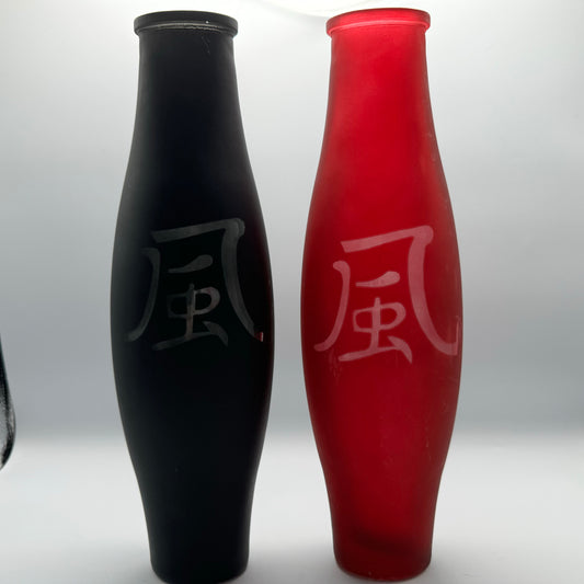 Vintage Black and Red Glass Vases With Asian Script