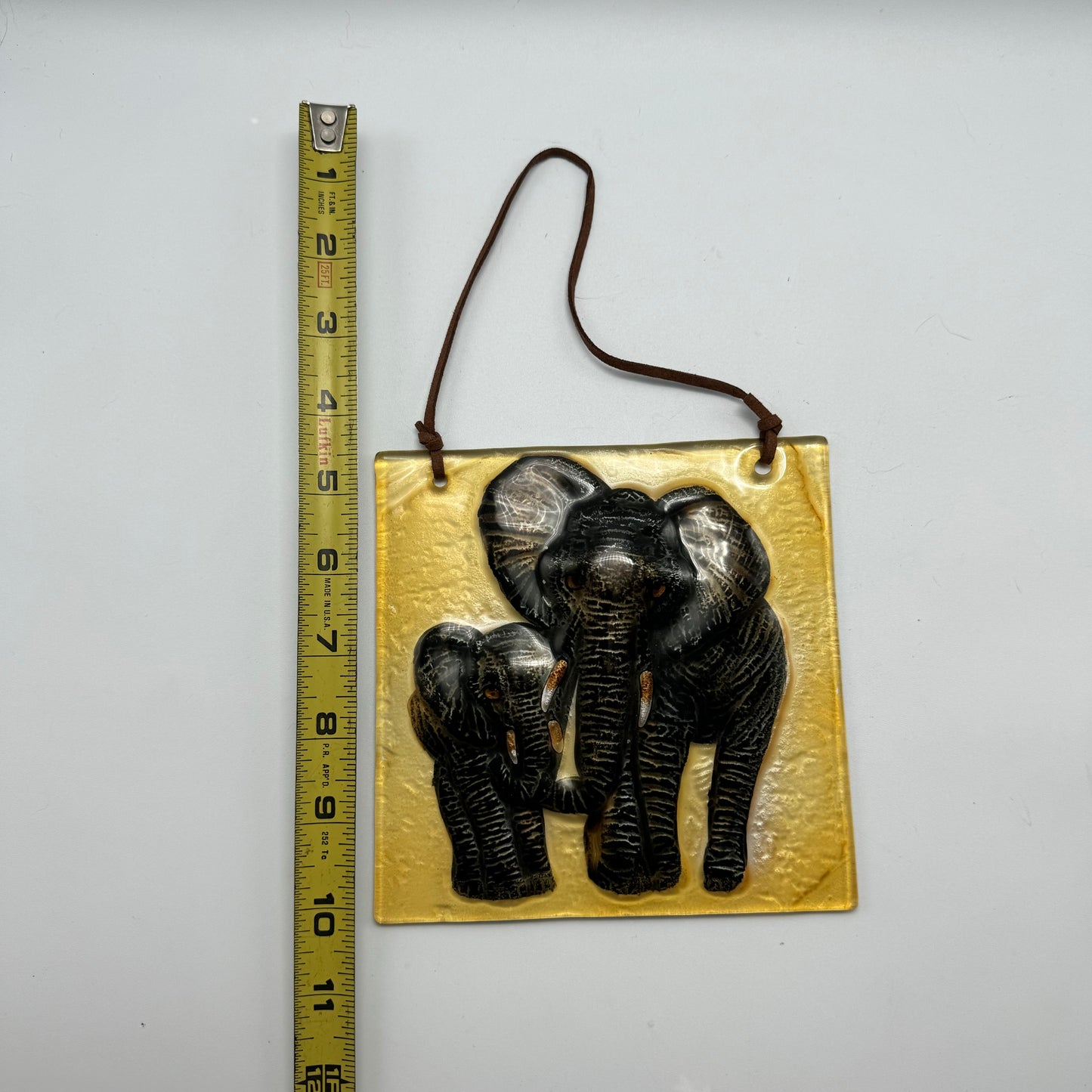 Reverse Painted Elephant Tile