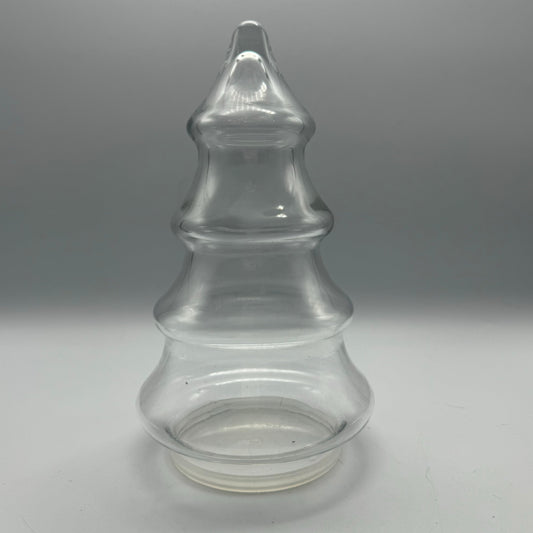 Vintage Clear Glass Christmas Tree Canister