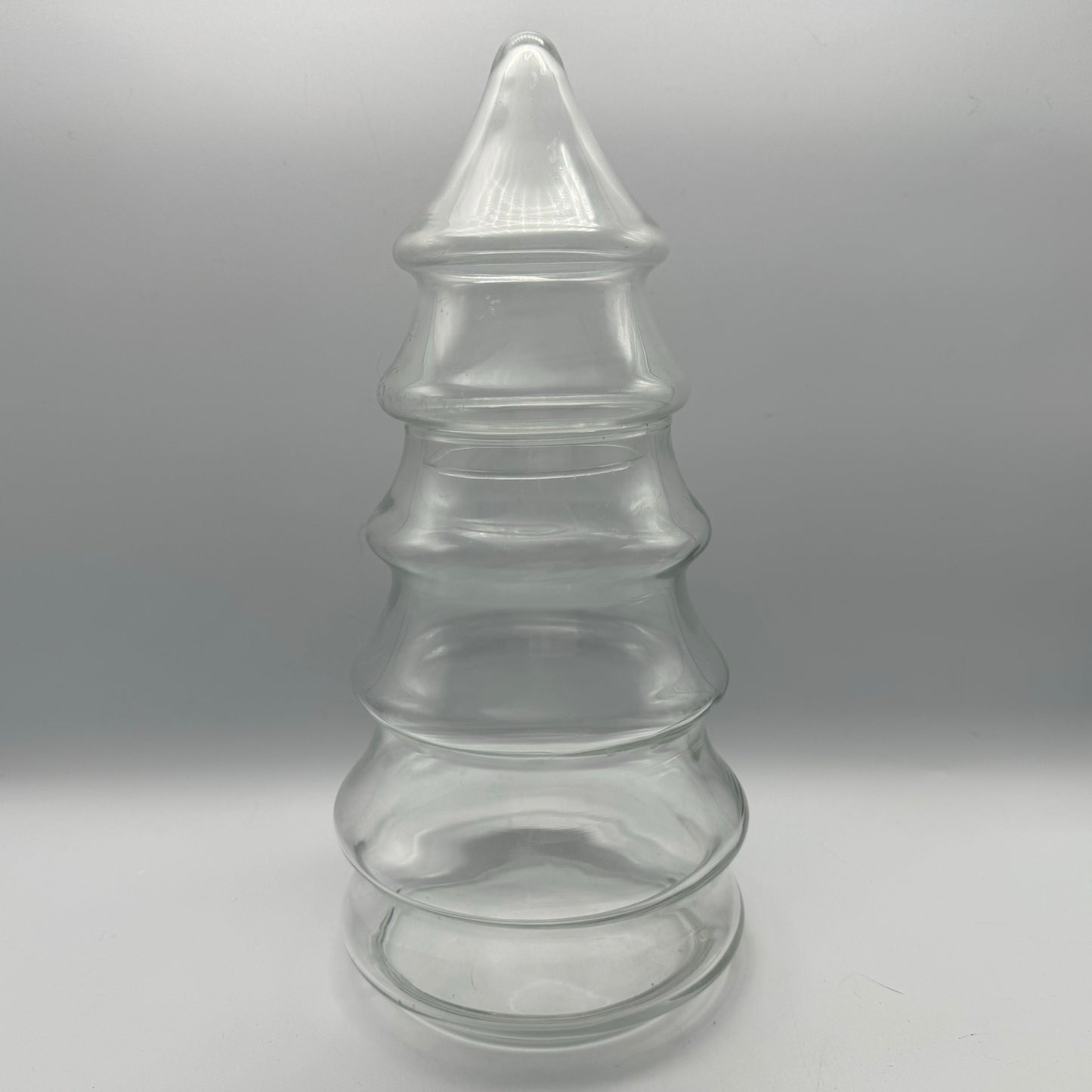 Vintage Large Clear Glass Christmas Tree Canister with Lid