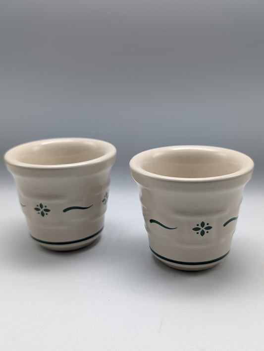 Longaberger Pottery Woven Traditions Green Sauce Cups