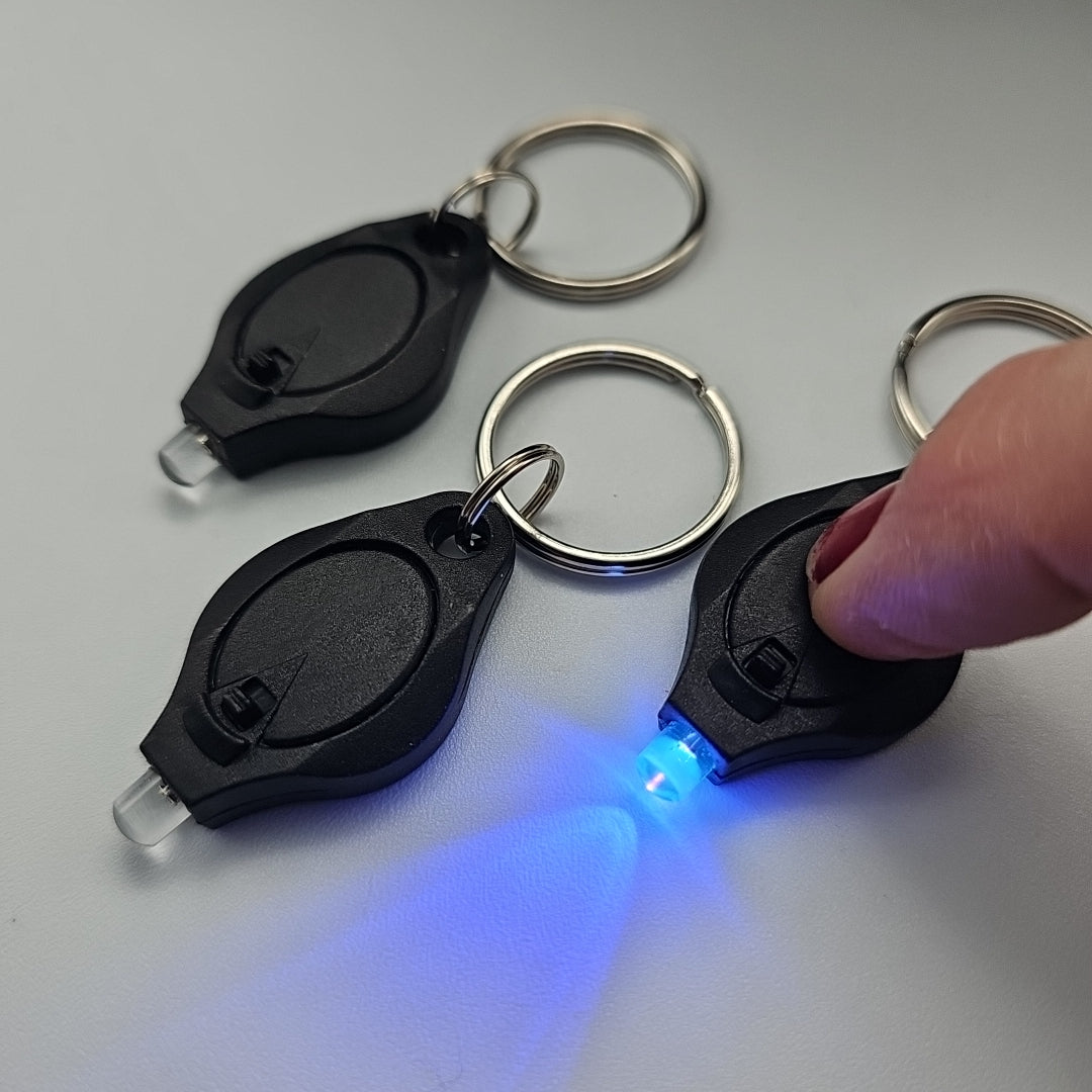 Lot of 3 - Mini Keychain UV Blacklight (Ultraviolet Light)to Test for Uranium Glass