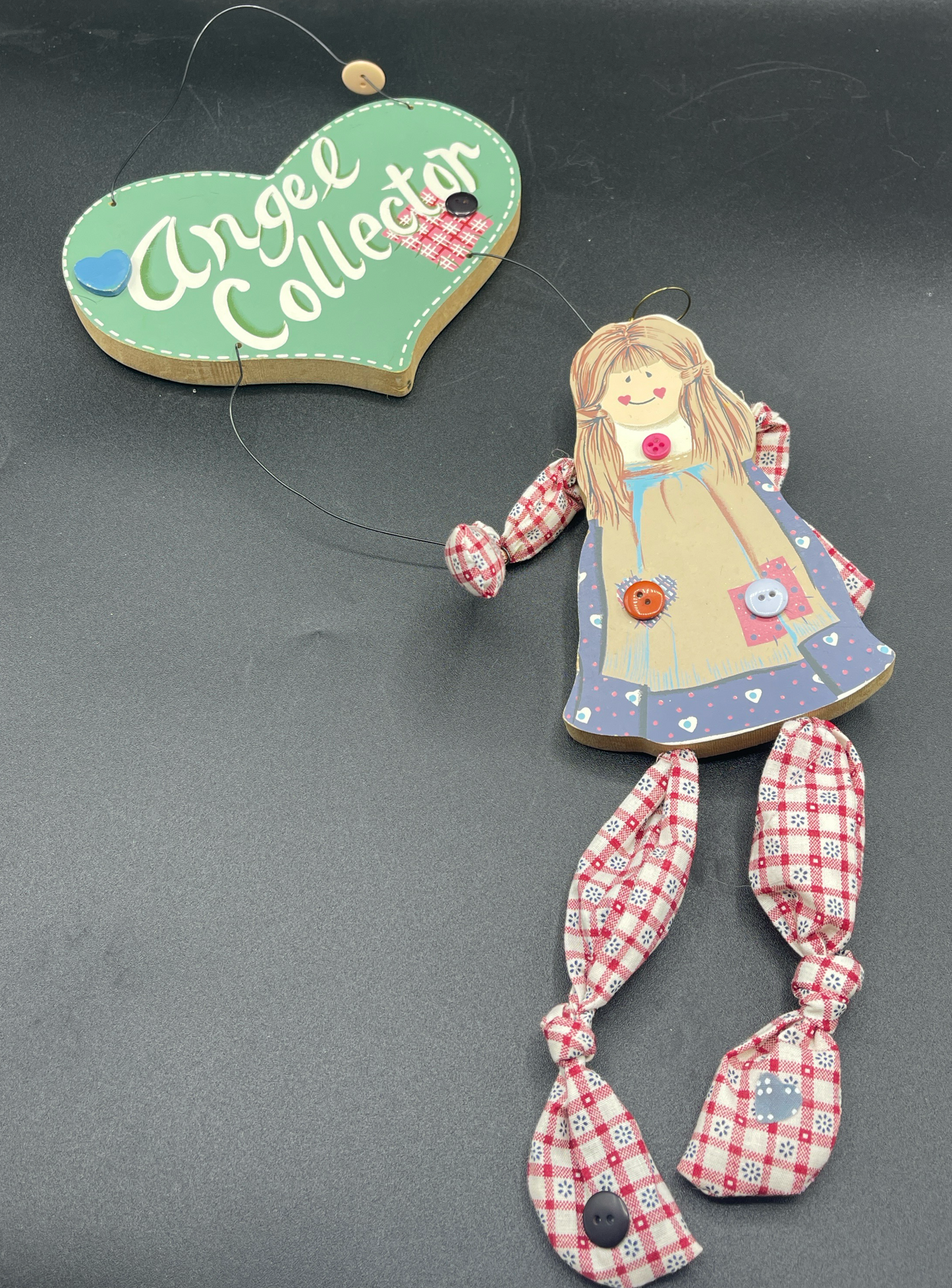 Kitschy "Angel Collector" Hanging Plaque with Heart and Angel