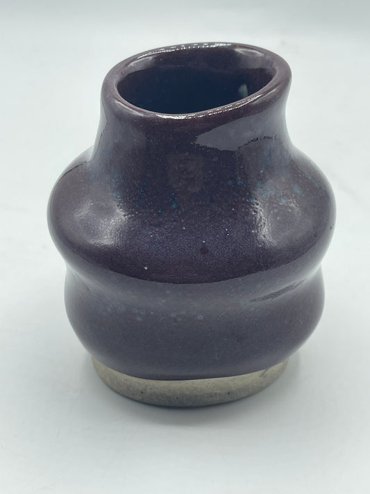 Art Pottery Hand Thrown Vase Merlot with Blue Speckles