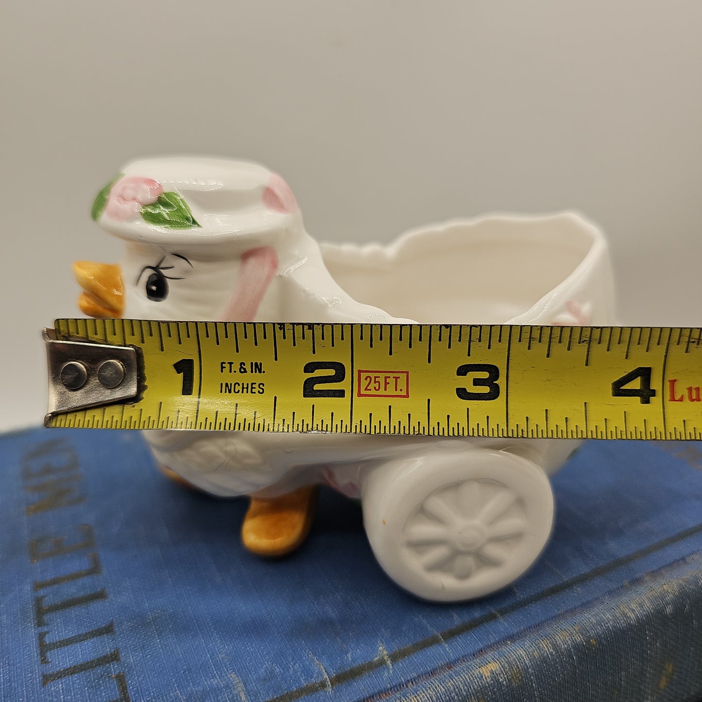 Vintage Duckling with Cart Candy Dish or Planter