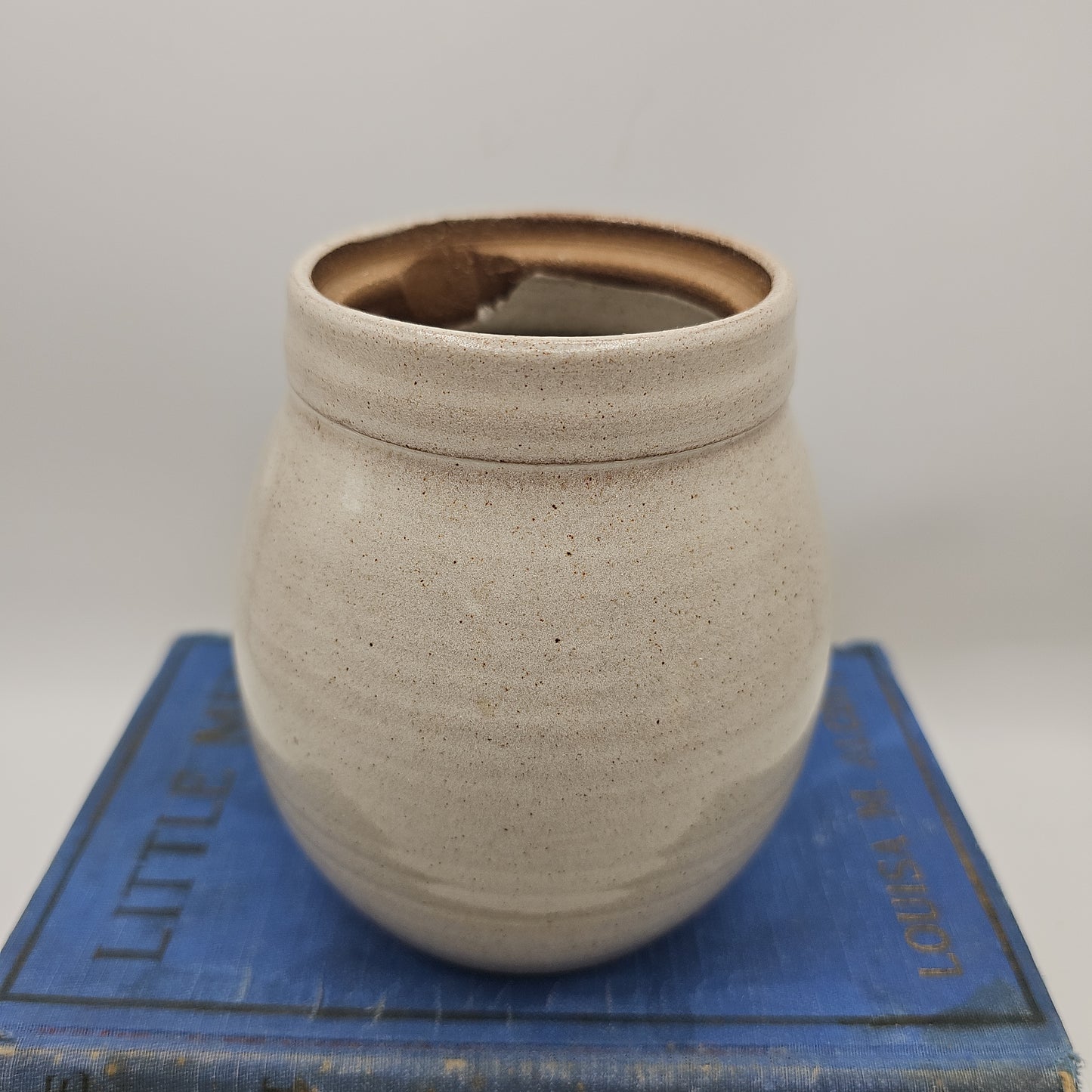 Signed Pottery "Planter" (Jam pot with spoon cutout)