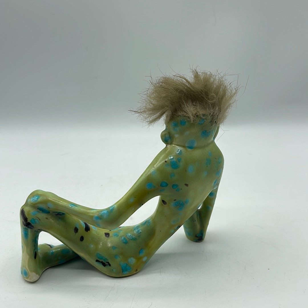 1970's Drip Glaze Abstract Reclining Nude Incense Holder