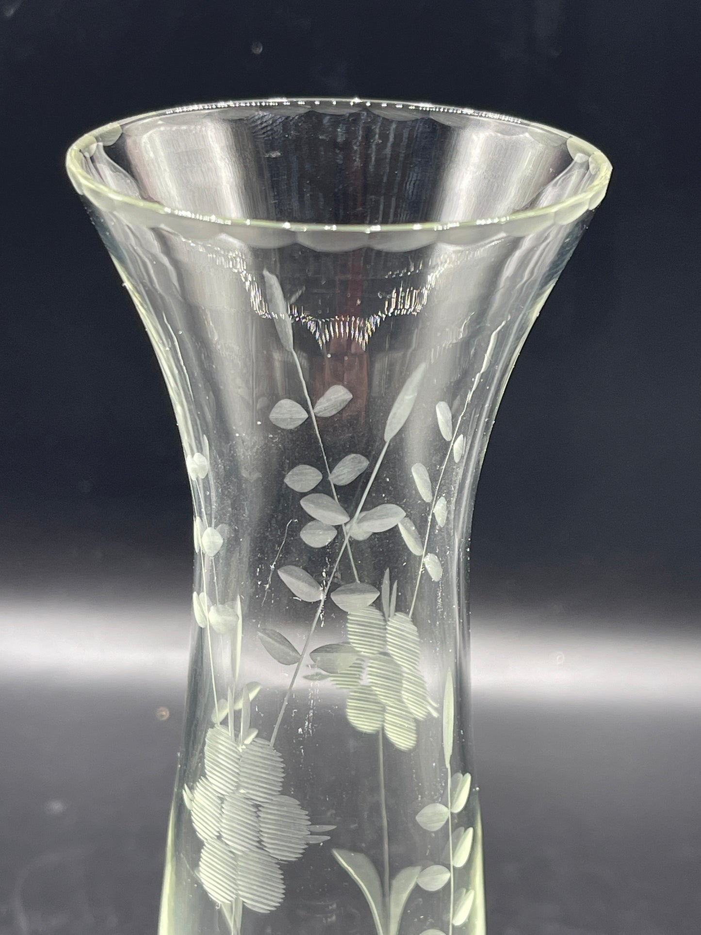 Vintage Etched Clear Bud Vase