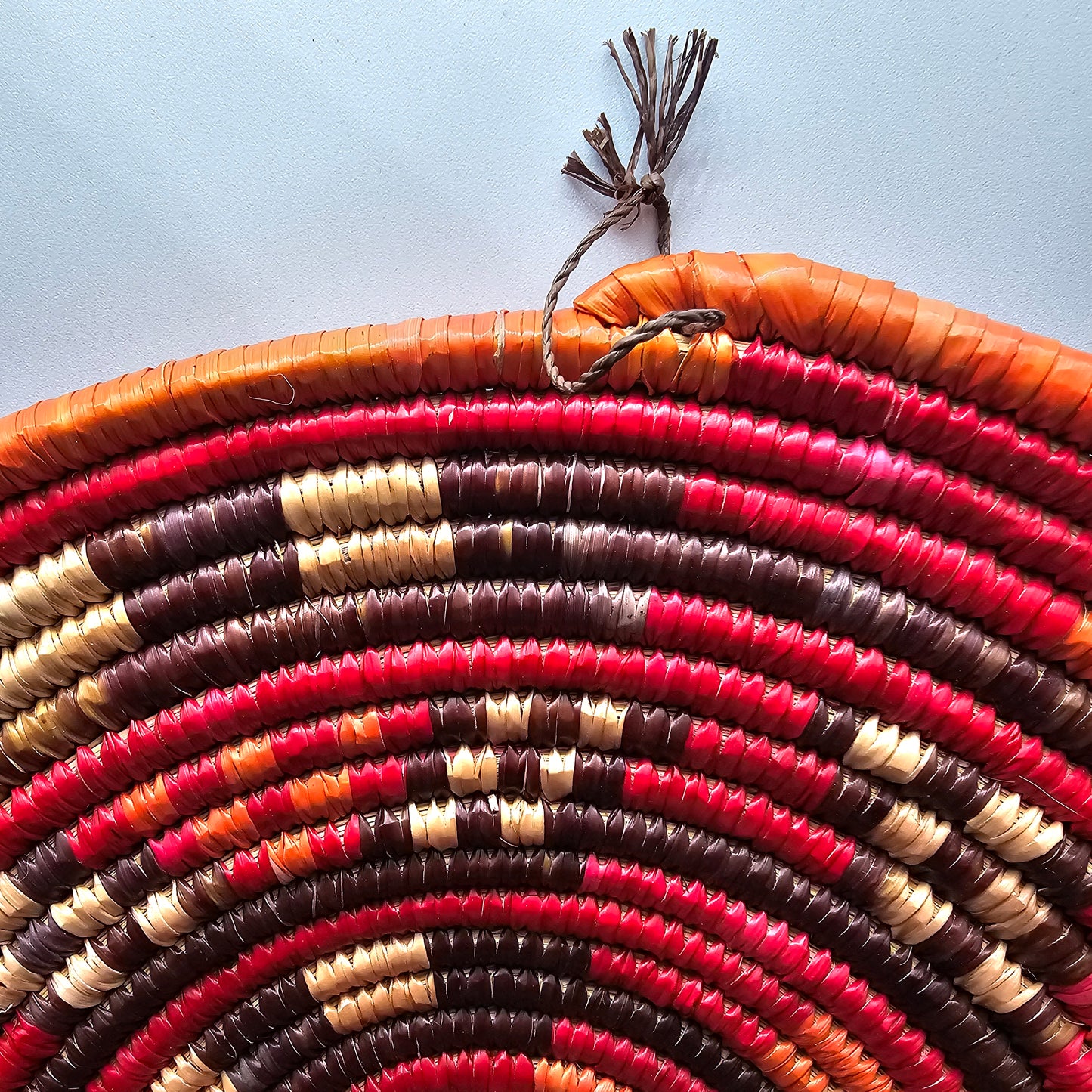 Vintage Hand Woven Basket in Multi Colored Tribal Design