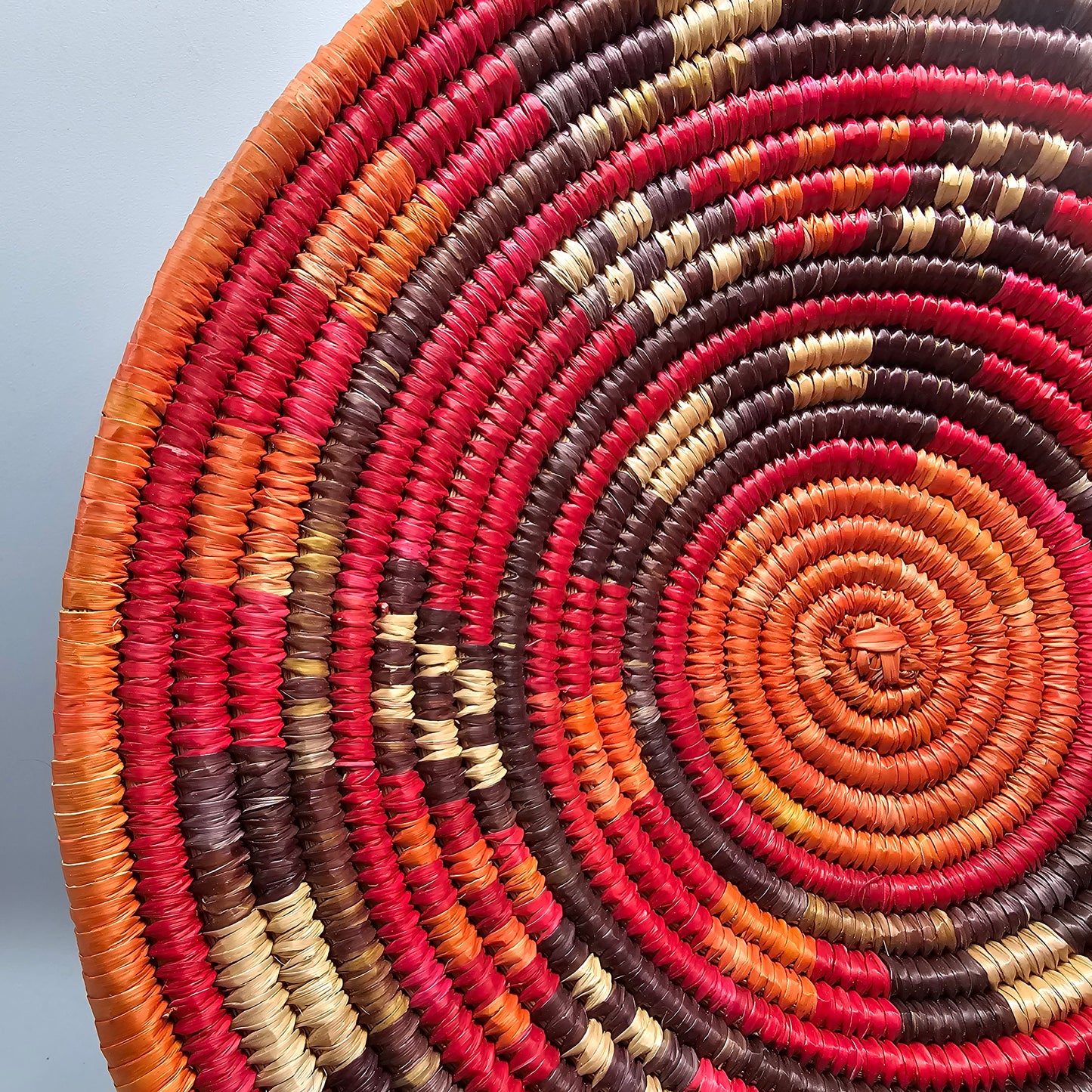 Vintage Hand Woven Basket in Multi Colored Tribal Design