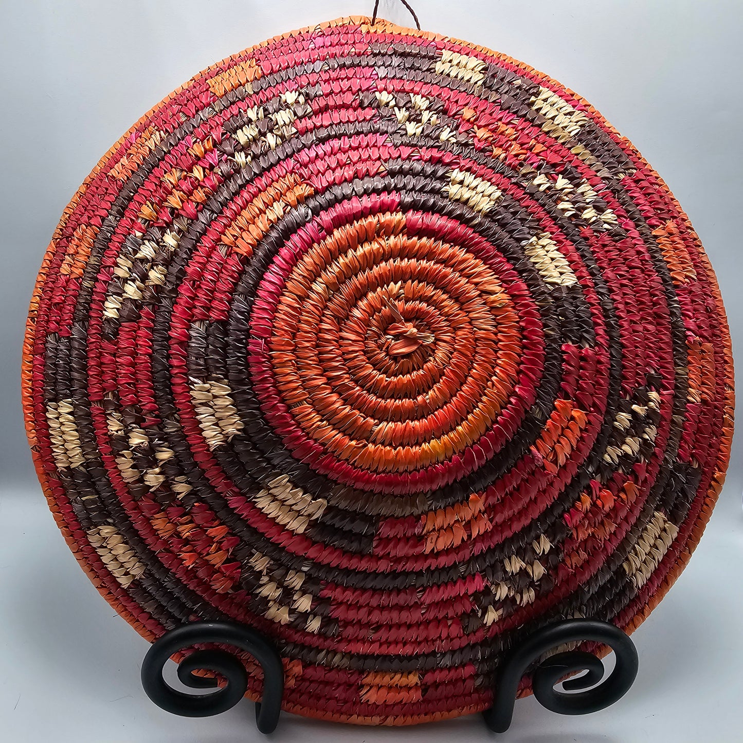 Vintage Hand Woven Basket in Multi Colored Tribal Design