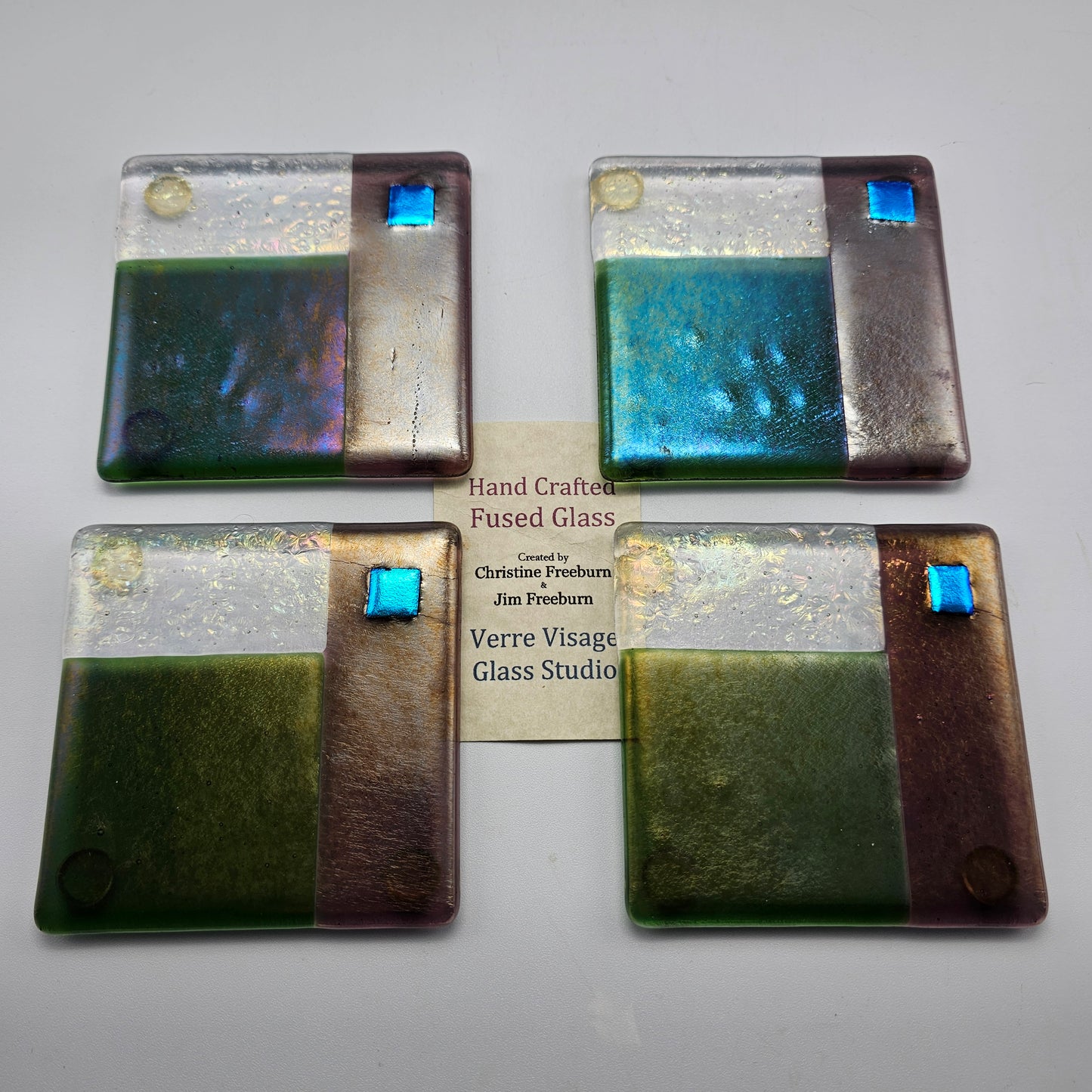 Verre Visage Studio Art Glass Coasters - Set of 4