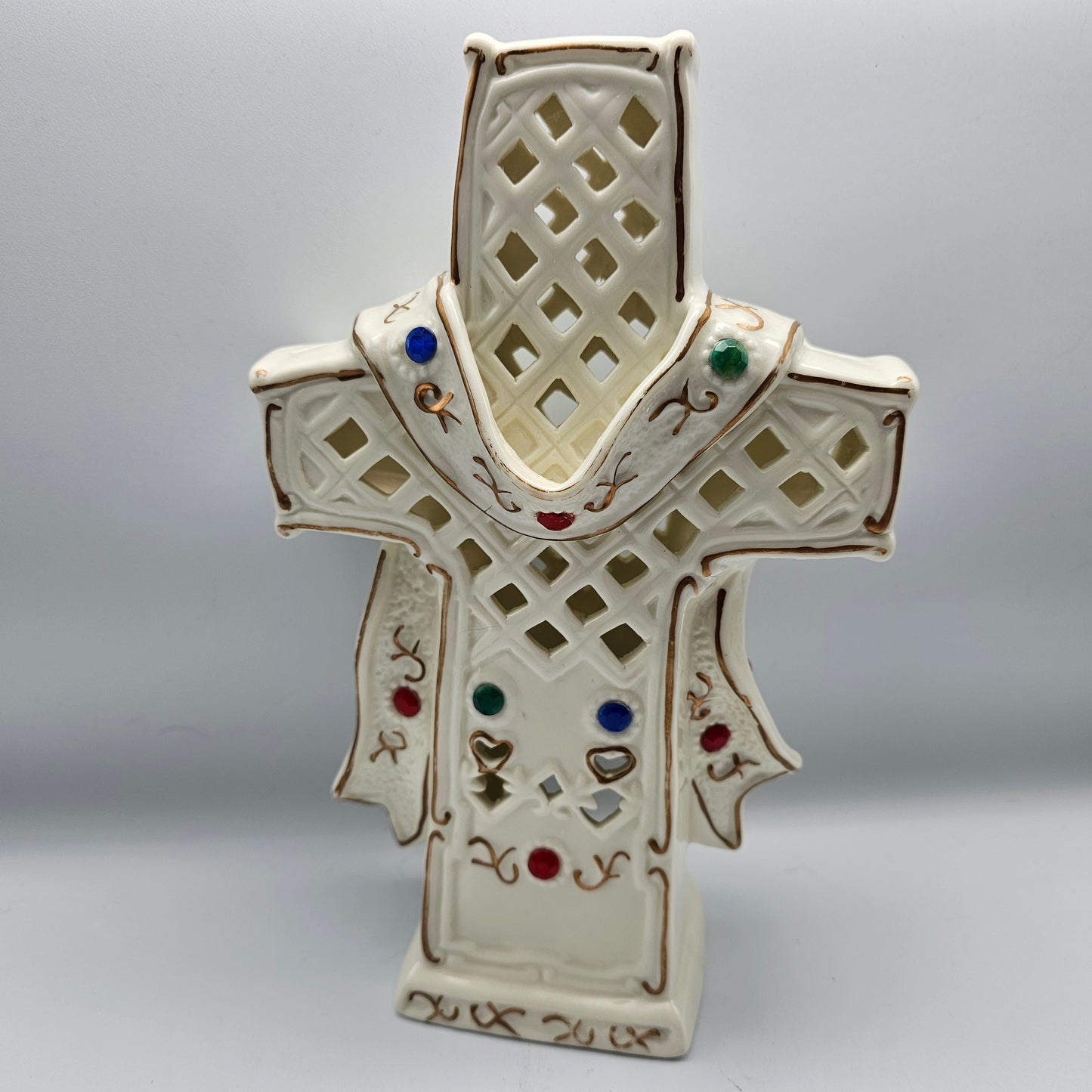 Ceramic Cross Votive Candle Holder