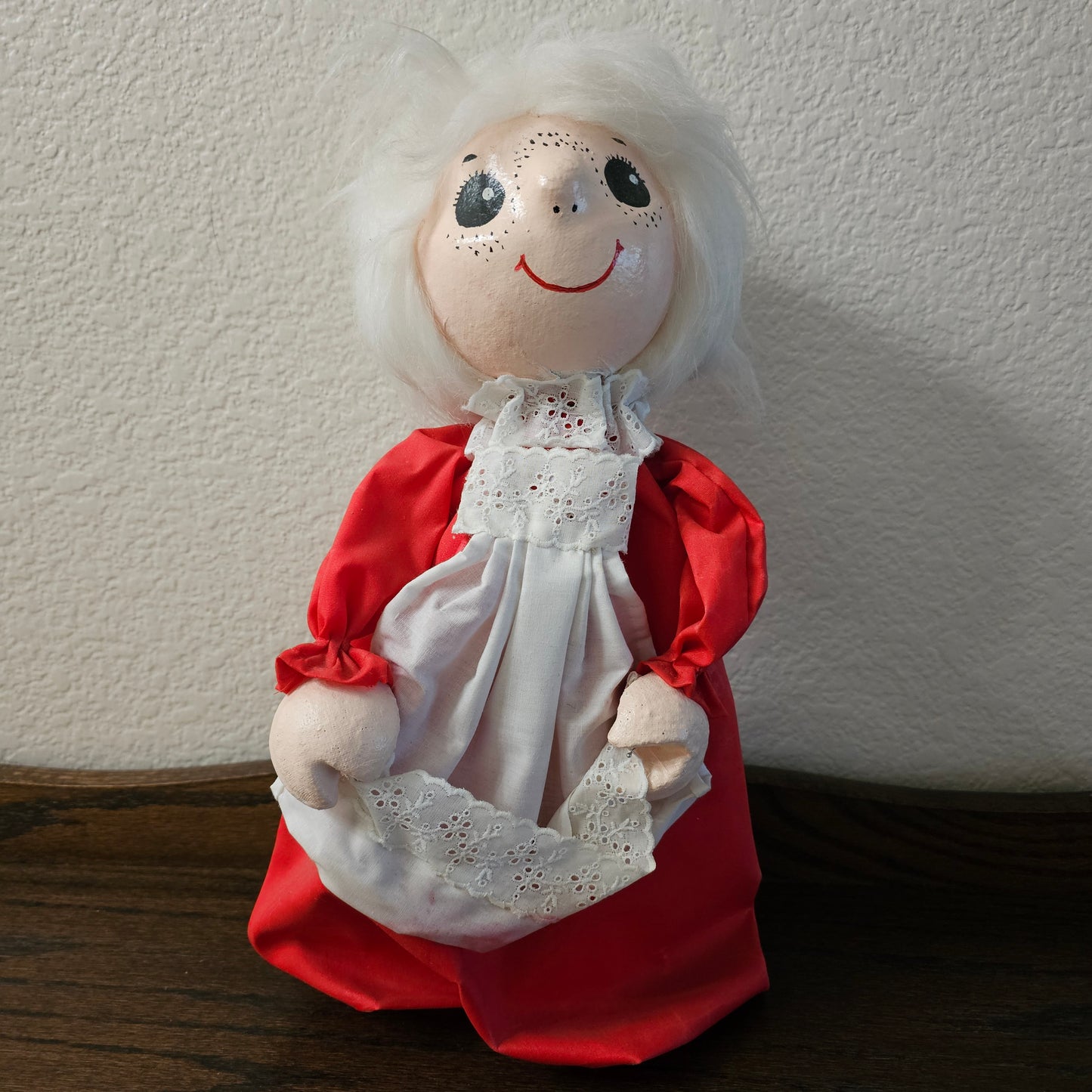 Vintage Folk Art Dip N Drape Style Bottle Mrs Claus Doll