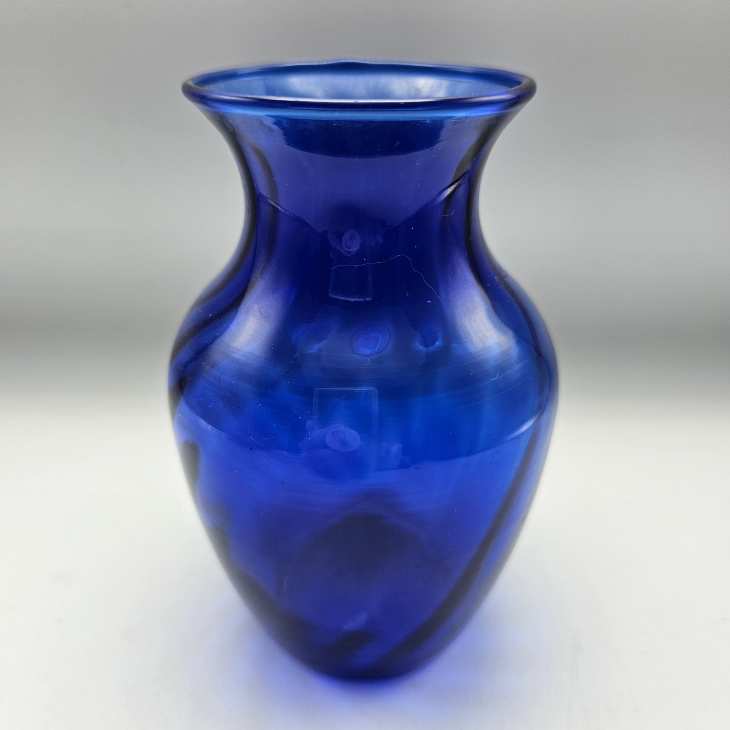 Small Blue Optic Swirl Glass Vase