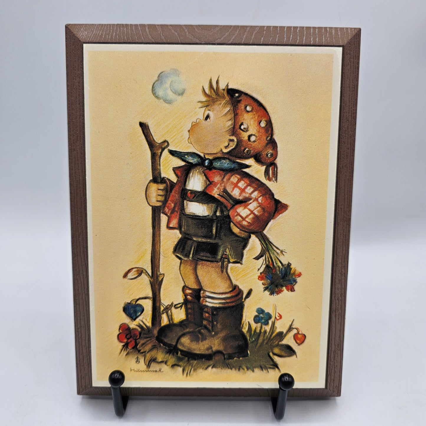 Vintage Hummel Plaque Boy with Flowers