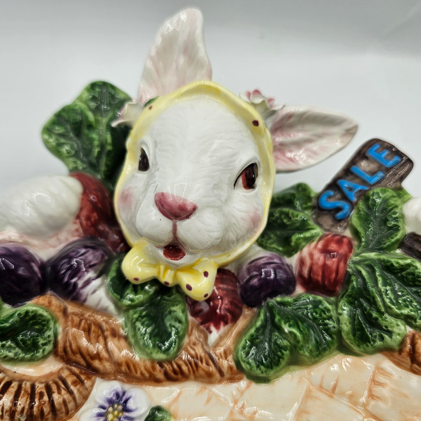 Bunny Radish Majolica Serving or Trinket Dish