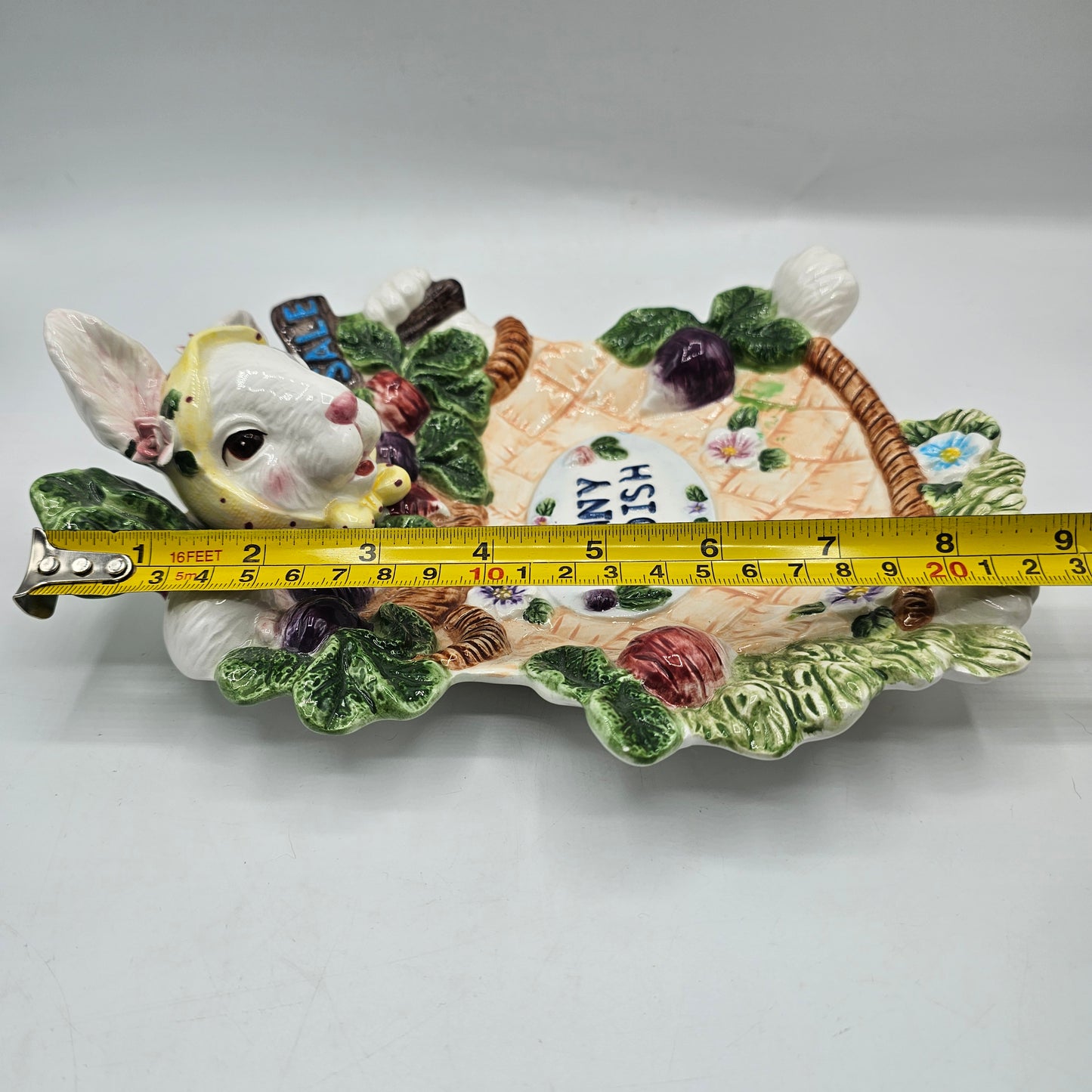 Bunny Radish Majolica Serving or Trinket Dish