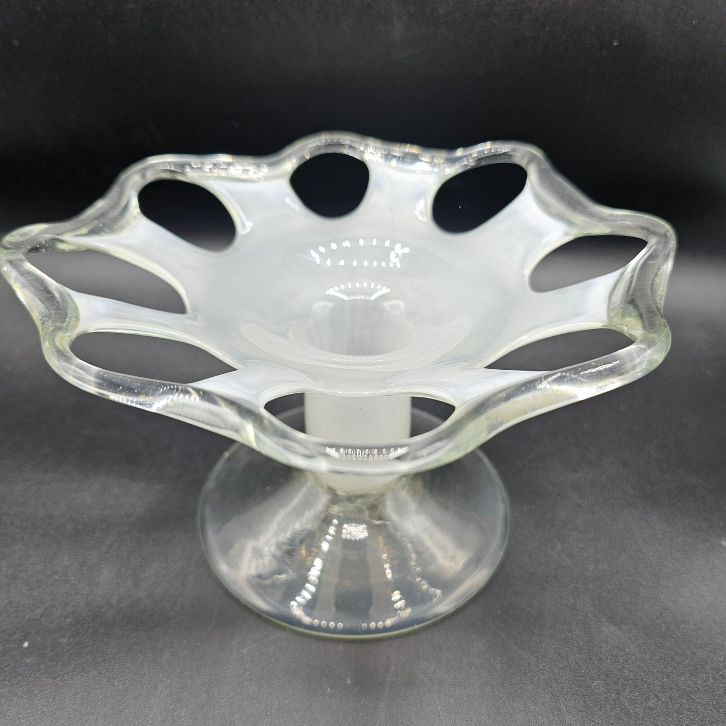 Reticulated Art Glass Taper Candle Holder