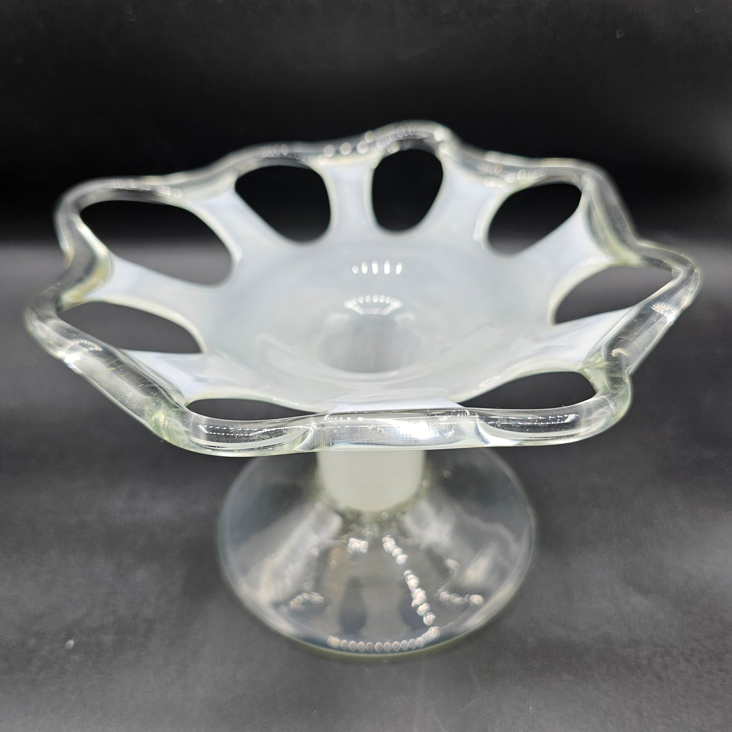 Reticulated Art Glass Taper Candle Holder