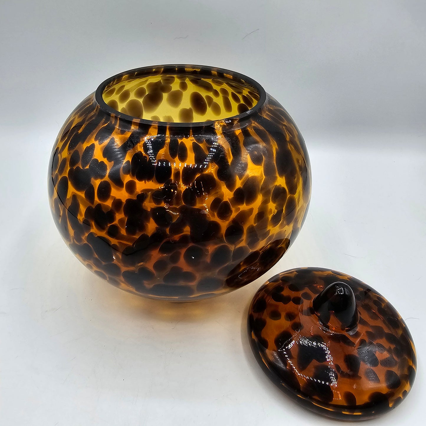 Tortoiseshell Glass Lidded Jar