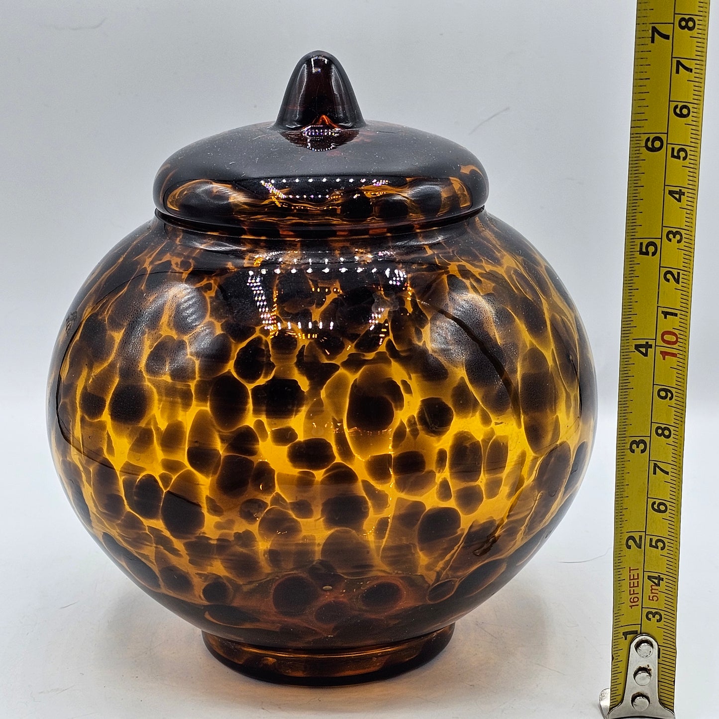 Tortoiseshell Glass Lidded Jar