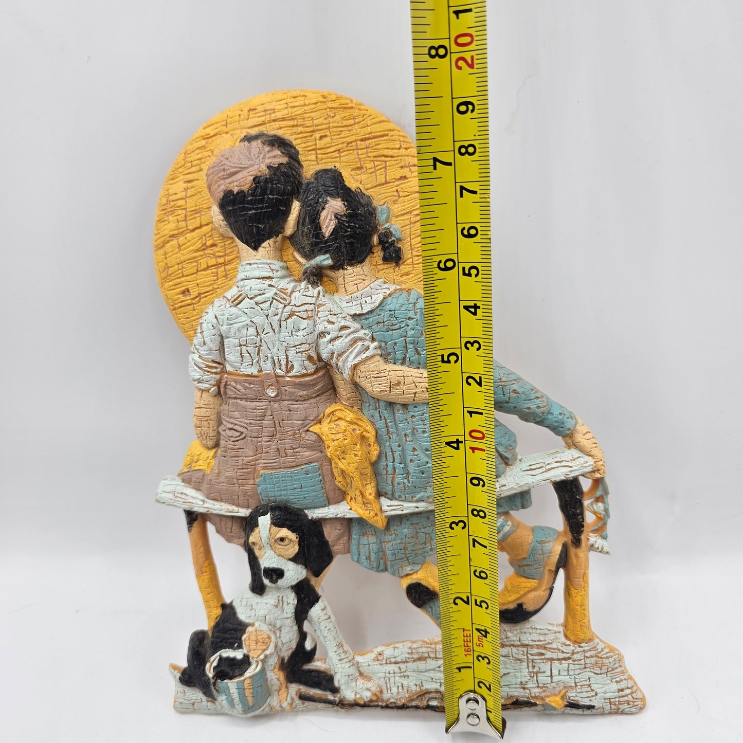 Vintage Norman Rockwell Design Plastic Wall Hanging of Boy, Girl and Dog