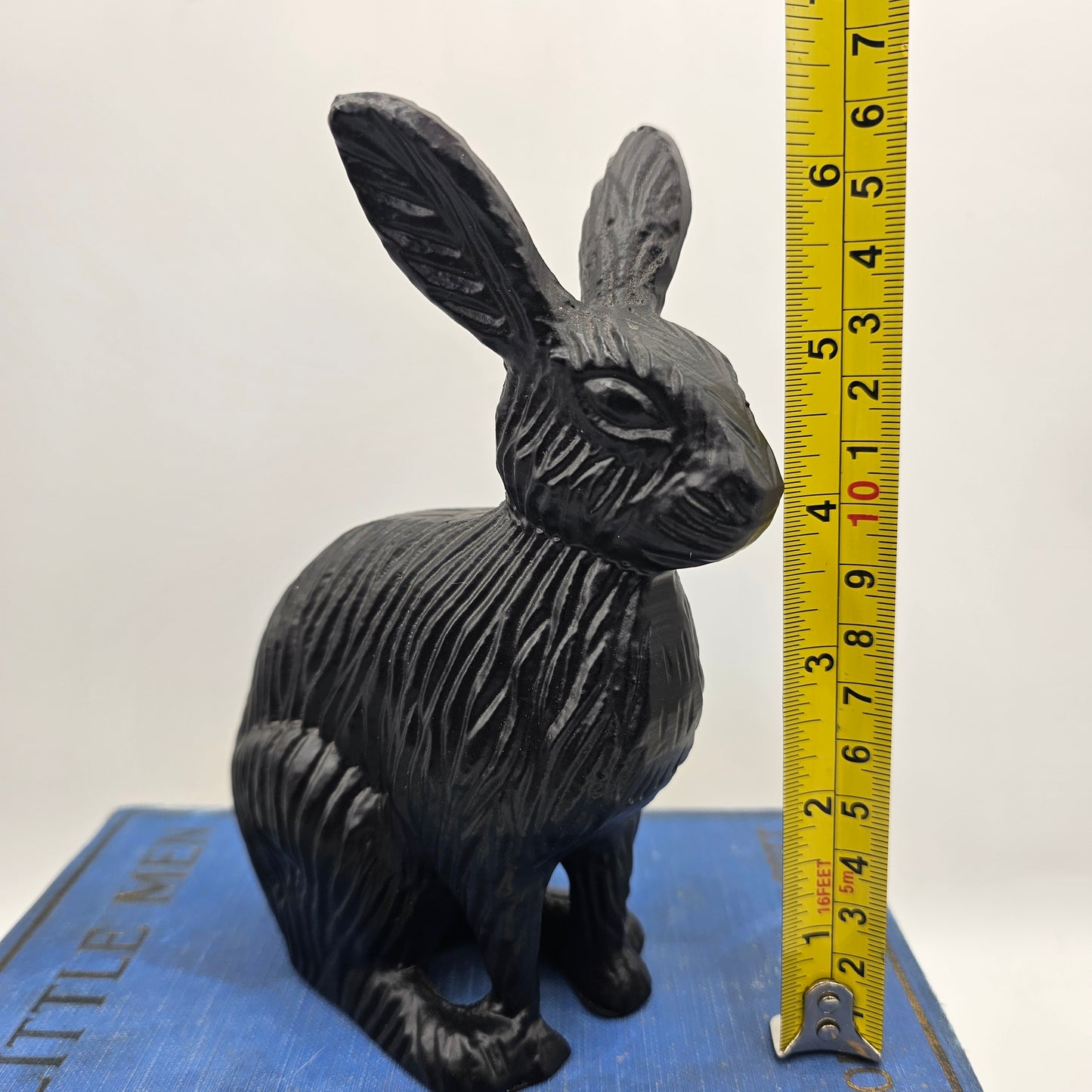 Carved Metal Black Rabbit Figurine