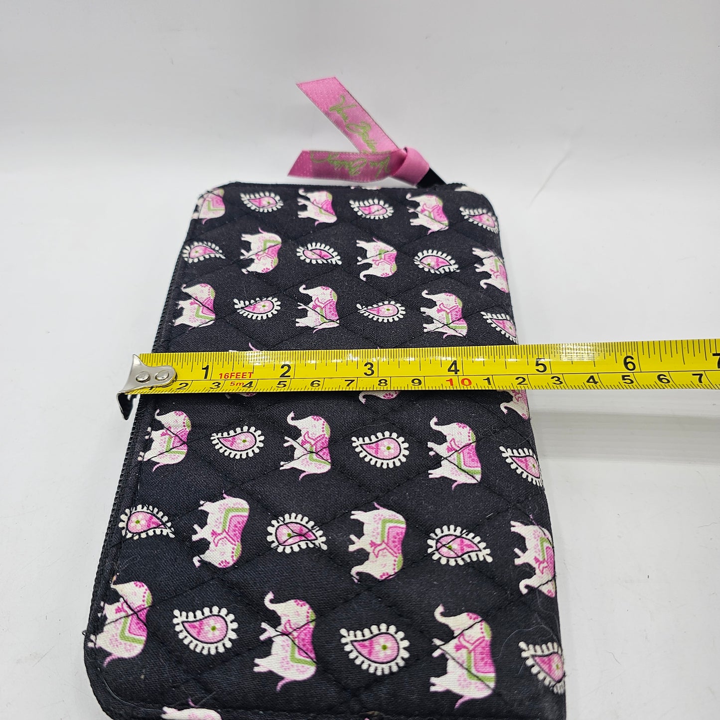 Vera Bradley Pink and Black Elephant Design Wristlet Wallet