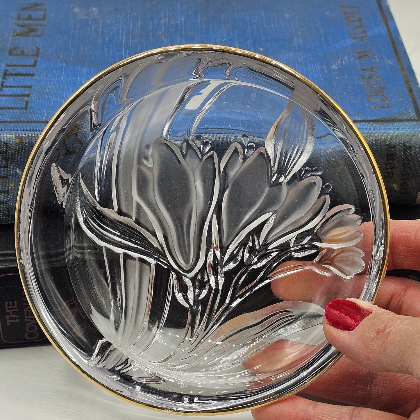 Mikasa Glass Trinket Dish with Freesia Flower