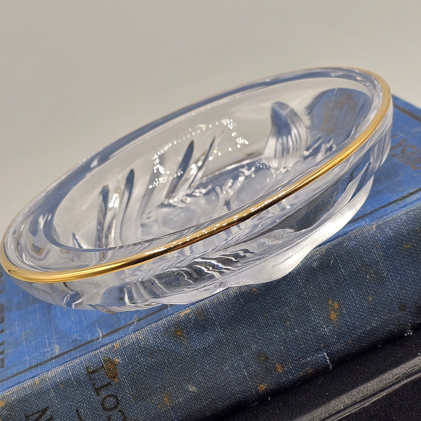 Mikasa Glass Trinket Dish with Freesia Flower