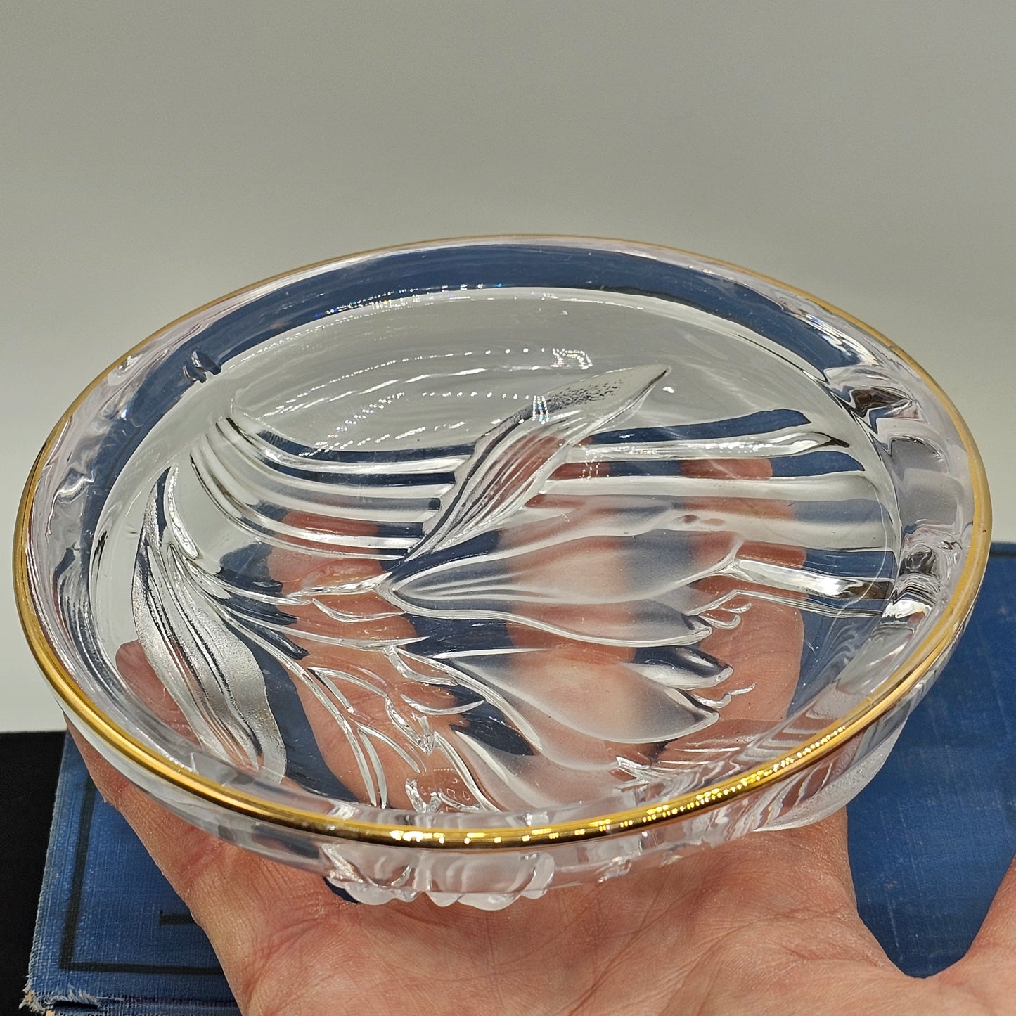 Mikasa Glass Trinket Dish with Freesia Flower