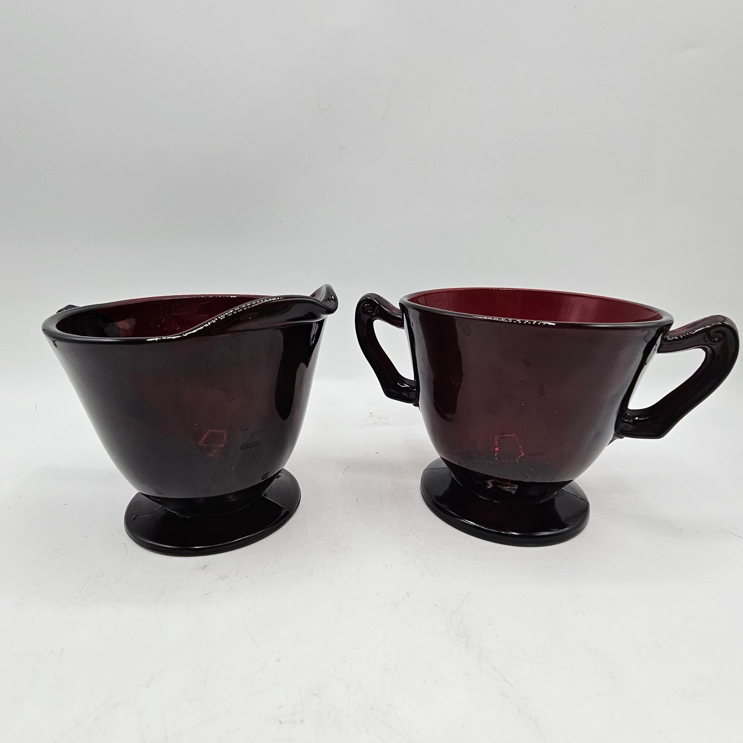 Anchor Hocking Cranberry Glass Sugar and Creamer Set