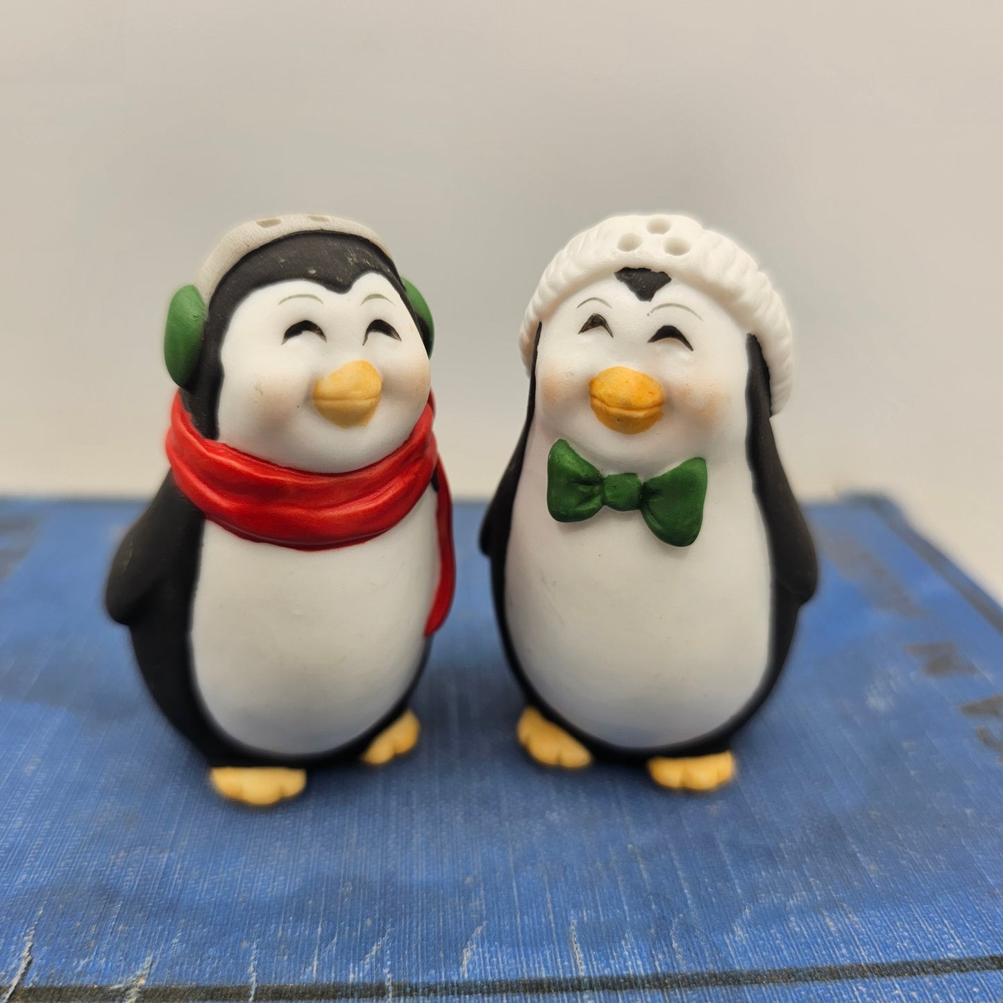 Christmas Penguin Salt and Pepper Shakers Ceramic